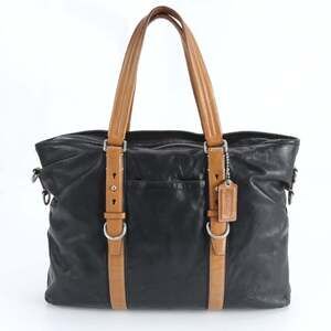 Coach 70256 Leather Tote Bag/Shoulder Bag, Business, Black, Men's